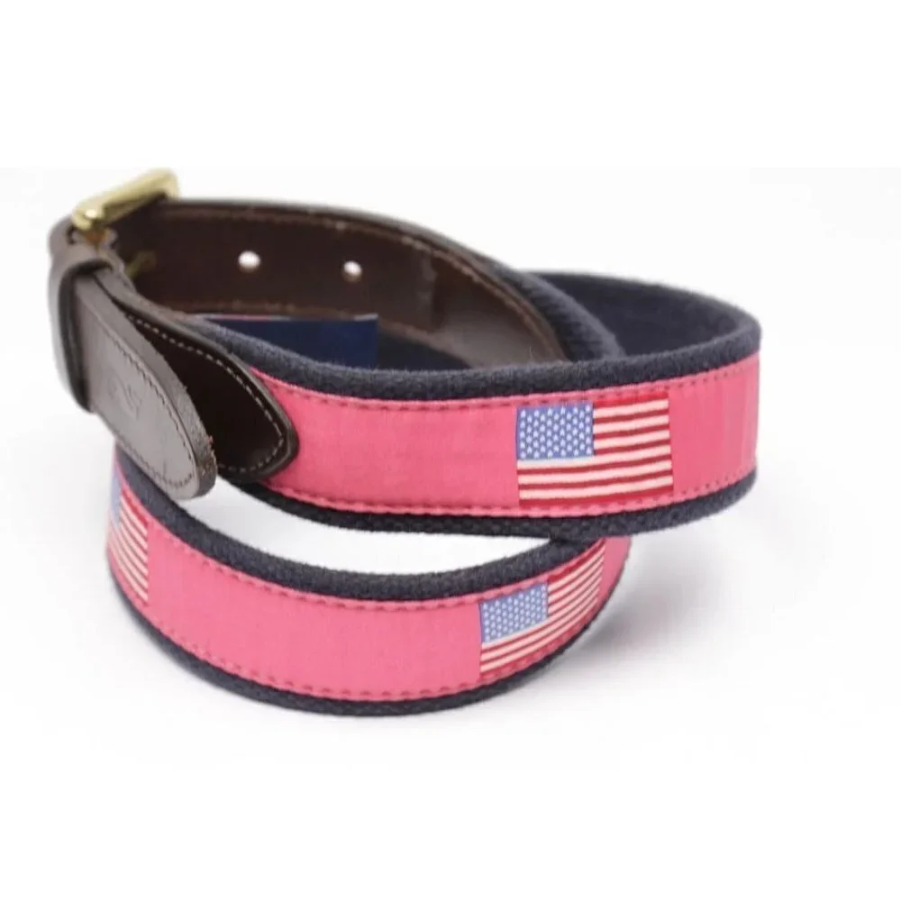 Vineyard Vines American Flag Leather Belt Size 30